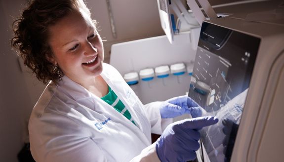 Erika Crosby in the lab