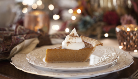 pumpkin pie on a plate