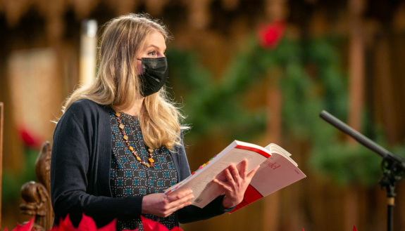 A soloist performs a part of 'The Messiah' during rehearsal on Saturday.