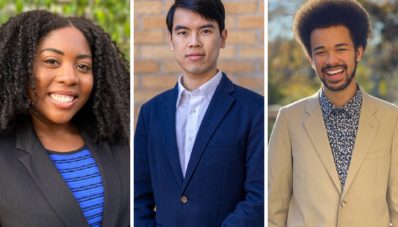 Faculty Scholars for 2020: Ce'Ondra Ellison, Xiaochen Du and Jamal Burns. 