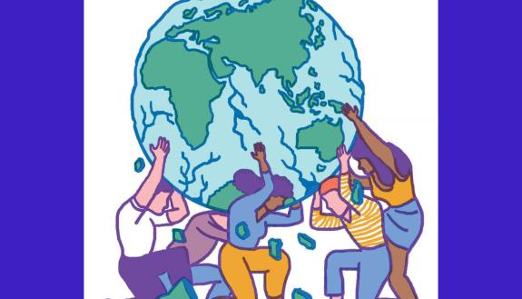 graphic of people holding the world up