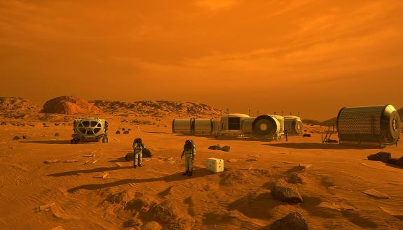 artist concept of human life on Mars