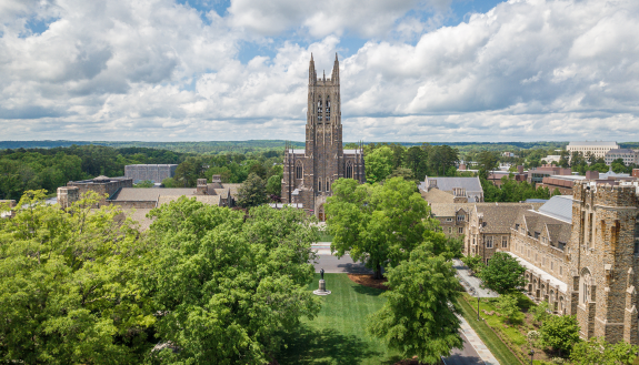 Picture of West Campus  and Campus Drive leading toward Duke Chapel