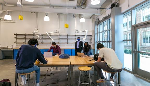 The maker space within the Christensen Family Center for Innovation in the Wilkinson Building at Duke.