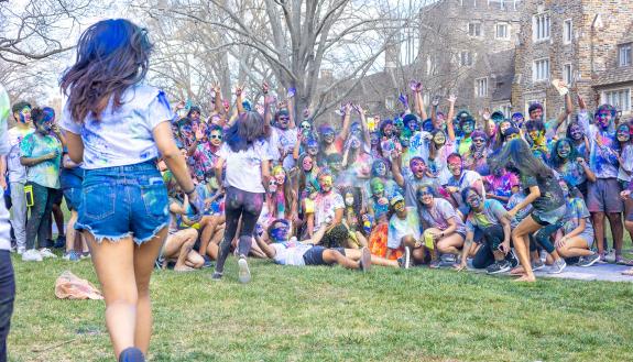 students celebrate Holi on campus