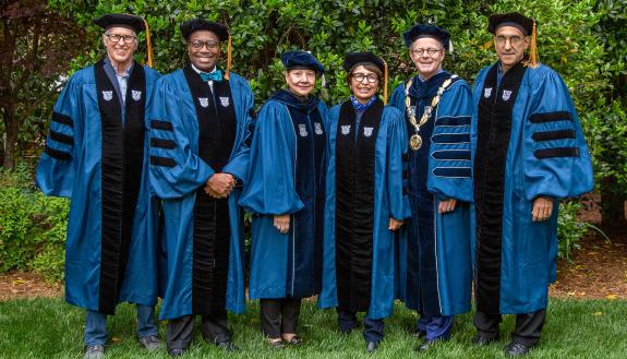 From left: Patrick Brown, Akinwumi A. Adesina, Mary Barra, Sylvia Acevedo, President Vincent Price and Tom Catena.