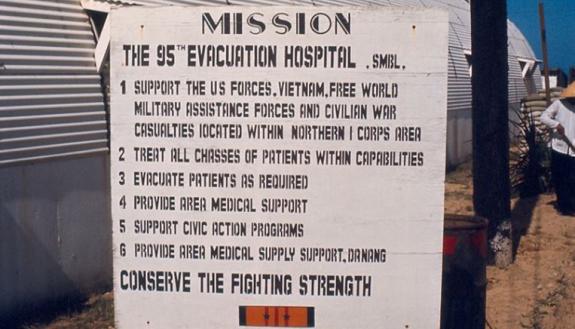 A welcome to the 95th Evacuation Hospital in Vietnam.