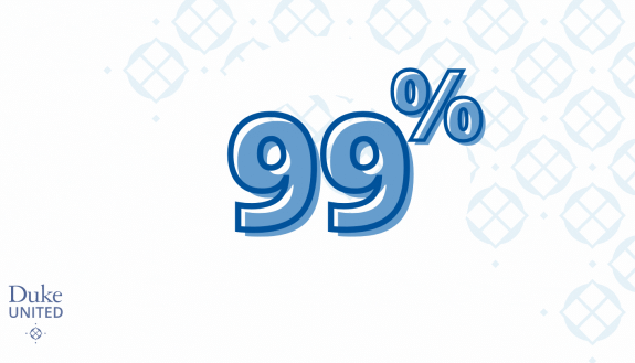 gif noting 99% vaccine compliance at Duke