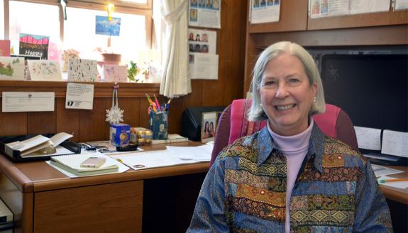 Anne Lacey helps Duke Biology graduate students find teaching assistantships or fellowships. Photo by Jonathan Black.