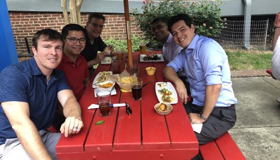 The Duke Autism Dads group enjoys a meeting last month. Photo courtesy of Dr. Madhav Swaminathan.