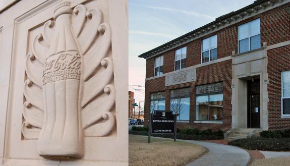 Reminders of the Bevan Building's days as a Coca-Cola bottling plant can be seen on the building both inside and out.