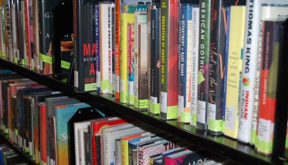 Books are ready to be checked out from the shelves at Perkins Library. Photo by Jack Frederick.