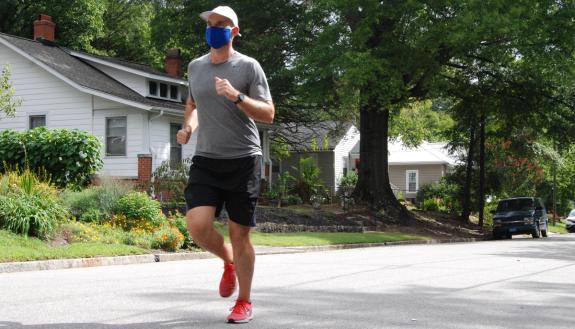 David Bradway, research scientist with Duke Biomedical Engineering, is attempting to run all of the streets in Durham. Photo by Stephen Schramm.