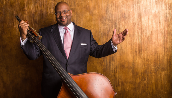 John Brown with his bass instrument