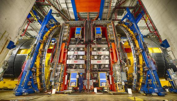 Weighing some 5,000 tons and standing three stories tall, this detector was one of the first to spot an elusive subatomic particle known as the top quark. Duke physicists are being honored this week for their role in the top quark’s discovery. (Fermilab)