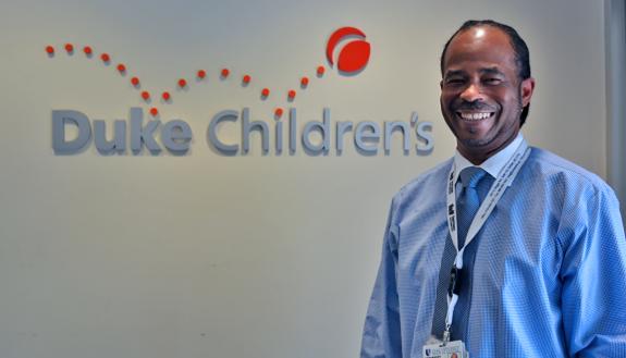 Chris Bostic makes sure patients at Duke Health Center on Roxboro Road are greeted with cheerful warmth.