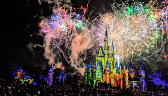 Fireworks above a castle.