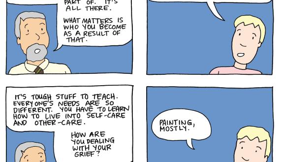 A comic panel from Taking Turns, a book by author and comic artist MK Czerwiec