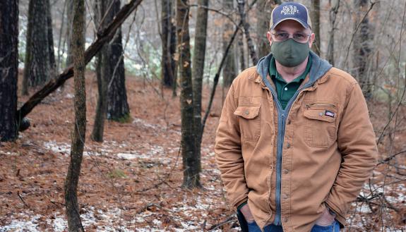 Craig Hughes, who works for Duke Forest, quit using smokeless tobacco in 2020. Photo by Jonathan Black.