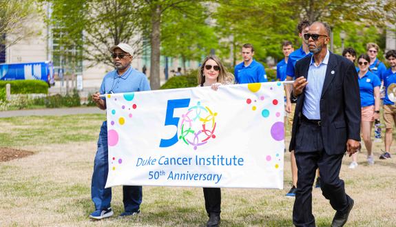 DCI staff and faculty march to mark 50 years of comprehensive cancer care and research at Duke