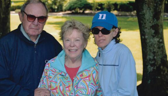 For Debra Kelly, right, the Duke Family Support Program was a valuable resource as her parents, George, left, and Pat, center, grew older. Photo courtesy of Debra Kelly.