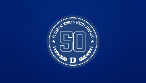 graphic of 50th anniversary of women's athletics