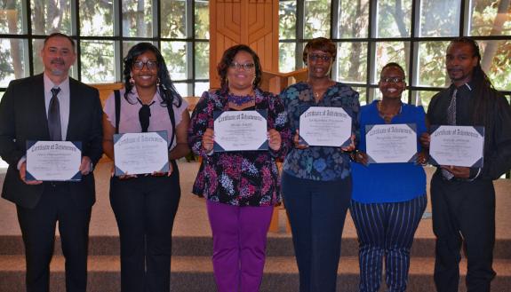 (Left to right) Imer Ramadanovic, Lamecka Wilkerson, Nicole Smith, LaShaunda Freeman, Marquita Mangum and George Johnson. Photo by Jonathan Black.