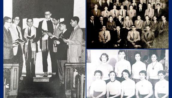 photo montage of scenes from Jewishlife in the 1950s