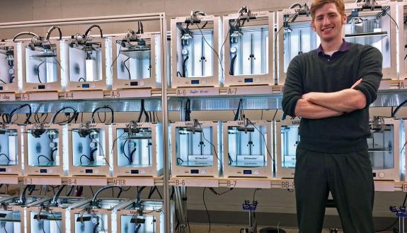 Mitch Greene, a studio technician at Duke’s Innovation Co-Lab, was hired in November 2016 to help oversee and maintain Duke’s growing 3-D printing capabilities.