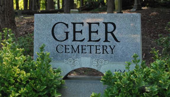 Geer Cemetery was established in 1877 as Durham's first Black cemetery. Now, Duke is playing a part in efforts to reclaim and restore the neglected burial ground. Photo by Jack Frederick.