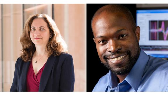 Cagla Eroglu (left) and Kafui Dzirasa are Duke's two newest Howard Hughes Medical Institute Investigators.