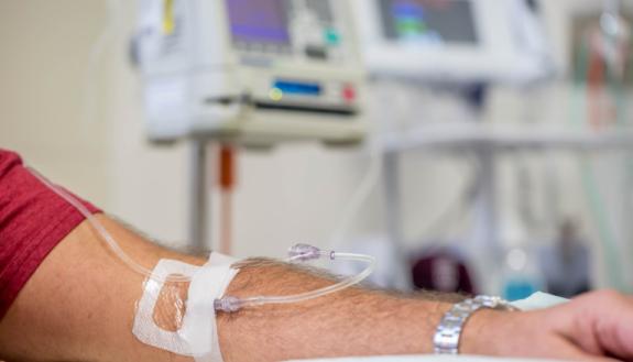 IV providing cancer drugs to patient