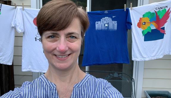 With more time at home, Kathy Wright, senior assistant director of Development Special Events for University Development, has begun hanging her laundry out to dry. Photo courtesy of Kathy Wright.