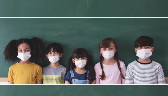 school kids wearing masks