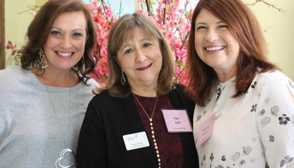 Metastatic Breast Cancer Thrivers: Patient advocate Katrina Cooke, Komen Development Director Pam Kohl, and patient advocate Rhonda Howell, in Oct. 2018. Cooke and Howell are both participating in three new DCI/UNC Lineberger metastatic breast cancer rese