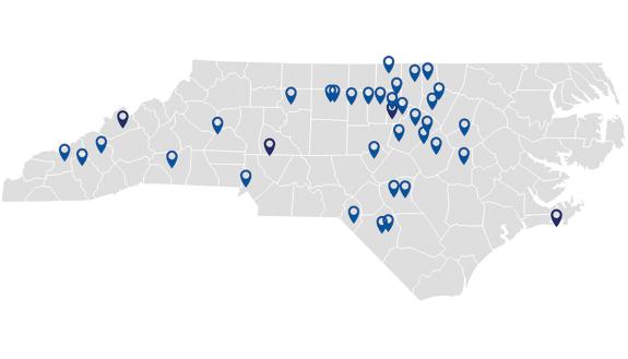 Map of North Carolina.