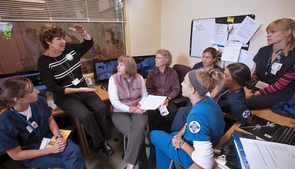 Employees in a class setting.