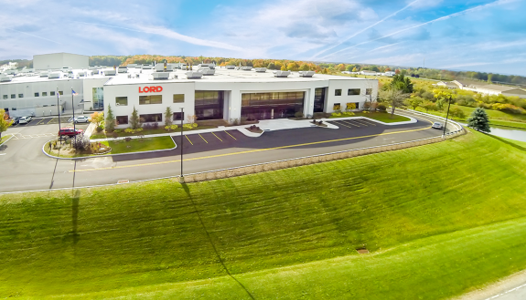 Pictured is the LORD Corporation's plant in Erie, Pa., where the company was founded.