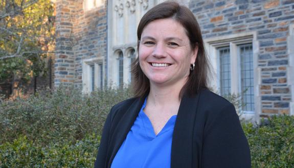 Laura Brown, assistant secretary to the Duke University Board of Trustees and director of Board operations, helps Duke leaders make informed decisions. Photo by Stephen Schramm.