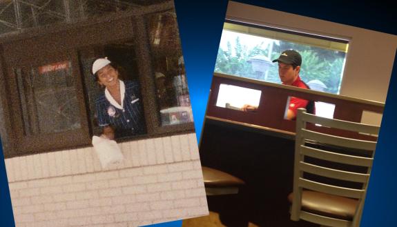 Working@Duke's Leanora Minai, left, and Jack Frederick, both worked at McDonald's for their first jobs. 