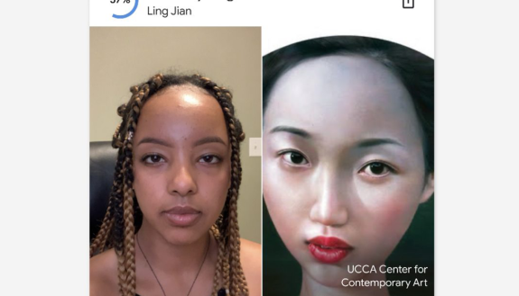 Selfie taken by Duke student linked to the painting Memory's Angel