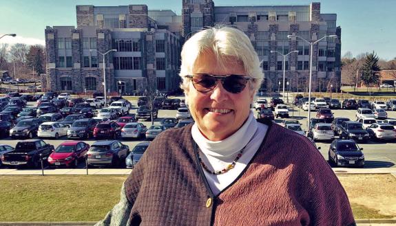 After 40 years away from Virginia Tech, the Nicholas School of the Environment's Nancy Kelly returned to campus earlier this year to help organize this week's #VTDenimDayDoOver. Photo courtesy of Nancy Kelly.