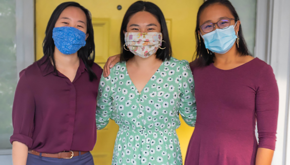 Duke Chapel's PathWays Fellows Grace Feng, Karissa Tu and Junette Yu helped match residents with resources.