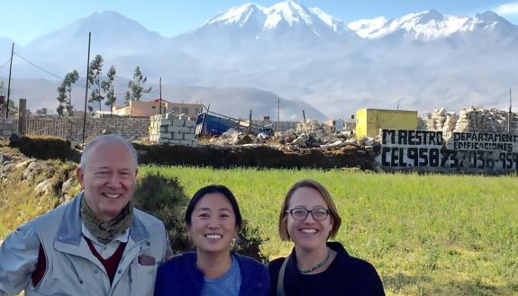 From left to right, Francis Lethem with the Duke Center for International Development, Allison Besch with the Nicholas School of the Environment and Elizabeth Shapiro-Garza with the Nicholas School traveled to Arequipa, Peru, in July of 2015.             