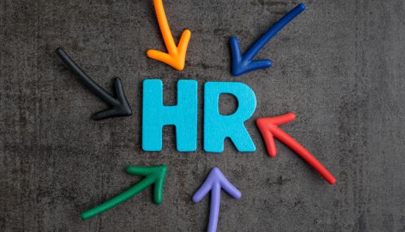 Arrows pointing to the letters, HR.