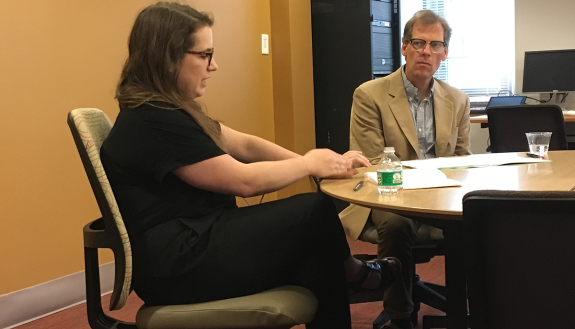 Briana Nofil T'12 and history professor Gunther Peck discuss the history of immigrant detention.