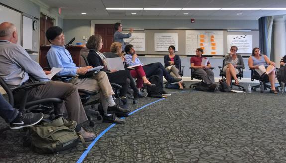 Faculty and staff of Duke's new Department of Population Health Science gather for their summer retreat.