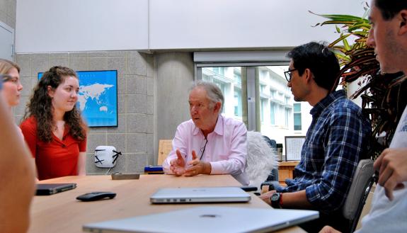 In addition to his work studying and protecting the habitats of endangered species, Stuart Pimm enjoys working with students from the Nicholas School of the Environment. Photo by Stephen Schramm.