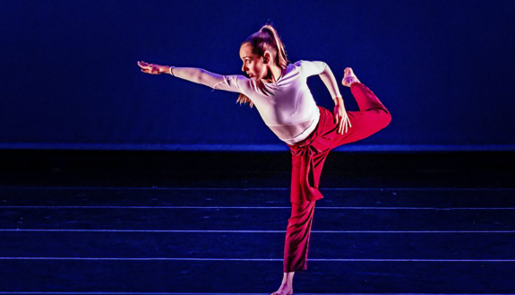 Gabby Cooper performing a piece by Professor Andrea Woods at the Duke Dance Program’s November 2019 showcase. Photo by Alec Himwich.