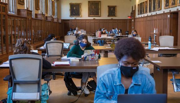 Students work in the Rubenstein Rare Book & Manuscript Library's Gothic Reading Room. Photo courtesy of University Communications.